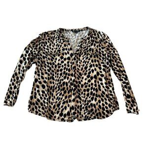 INC International Concepts Leopard Animal Print Pullover Shirt Blouse XXL